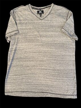 Rock & Republic Heathered Gray V-Neck Short Sleeve Tee casual, biker, summer, L